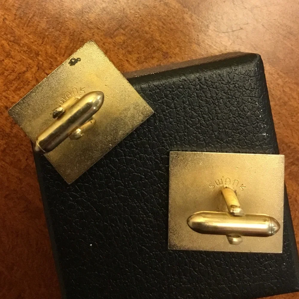 Vintage Mid Century Era SWANK Modernist MOP Fish Cufflinks